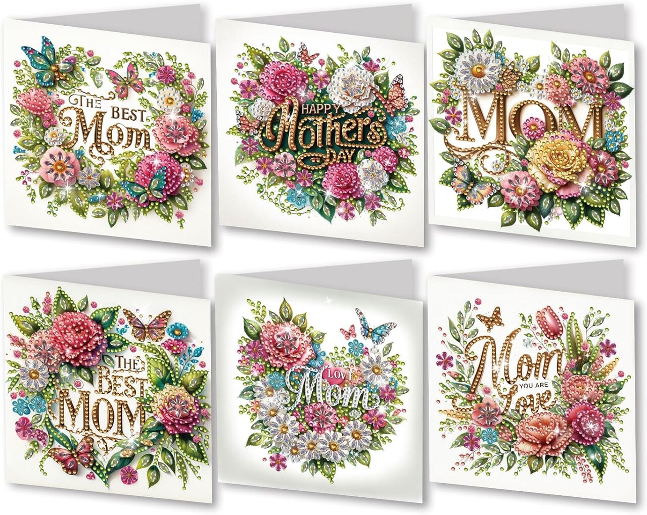 DIY Diamond Greeting Cards Set – 5D Diamond Art Festival & Holiday Cards, DIY Christmas & Mother's Day Card Making Kit for Handmade Gifts